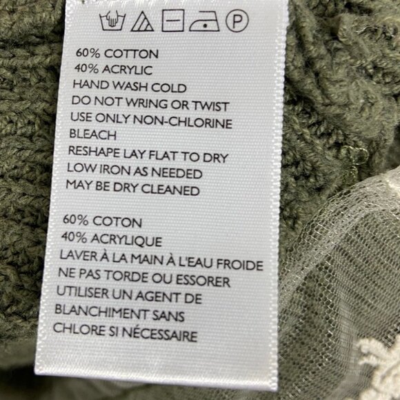 Urban Outfitters Lace Trim Crop Knit Sweater Green White Size Medium Bohemian‎ M - Picture 7 of 9